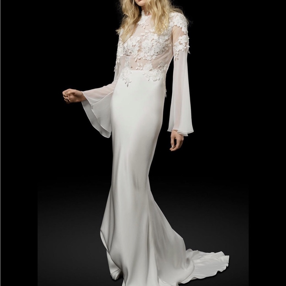 Elegant White Silk Floral Gown
